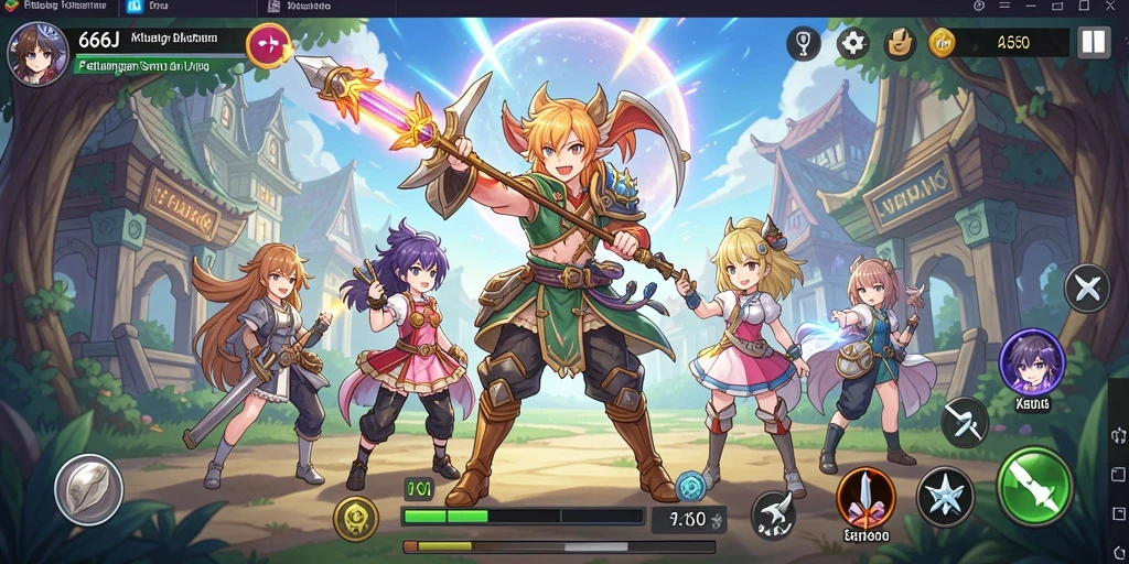 Tampilan dinamis dari karakter anime dalam gameplay 666J.