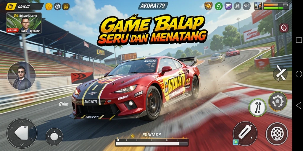 Tampilan gameplay seru dari AKURAT79 di trek balap.