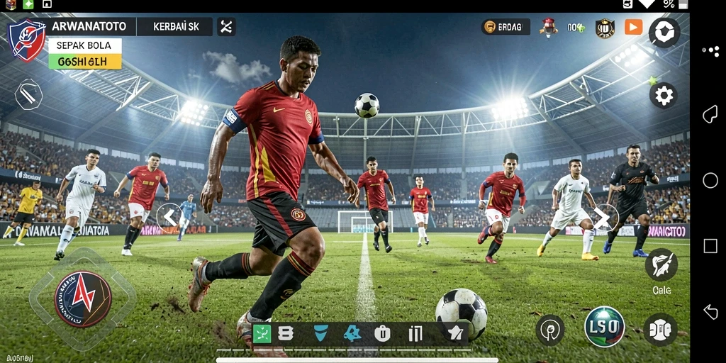 Gameplay mendebarkan di ARWANATOTO dengan aksi sepak bola seru.