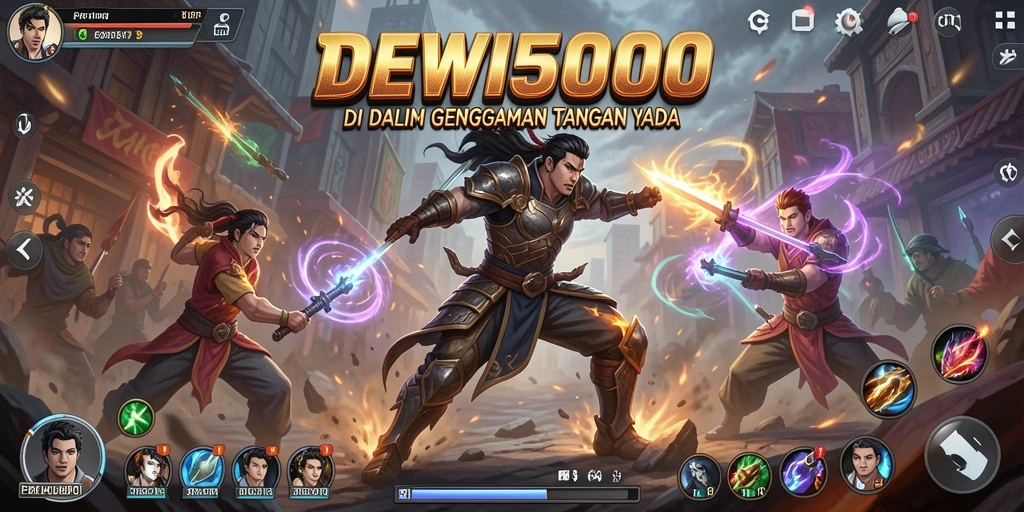 Tampilan aksi mendebarkan dalam DEWI5000 dengan karakter unik dan serangan memikat.