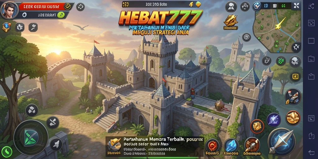 Tampilan gameplay <strong>HEBAT777</strong> yang seru dengan menara pertahanan dan serangan musuh.