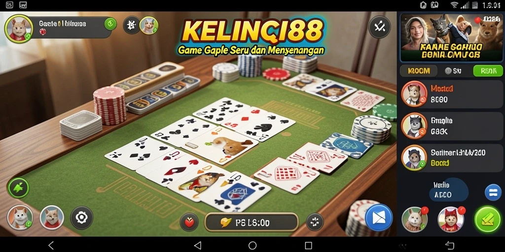 Tampilan screenshot KELINCI88 menunjukkan gameplay Gaple yang seru.