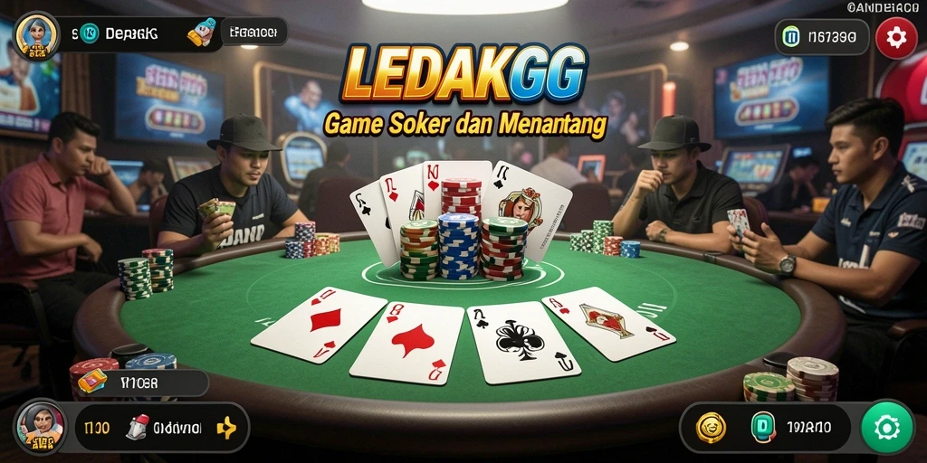 Tampilan screenshot LEDAKGG saat pemain menikmati permainan Poker.