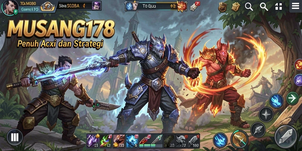 Tampilkan aksi intens pertandingan MOBA di MUSANG178.