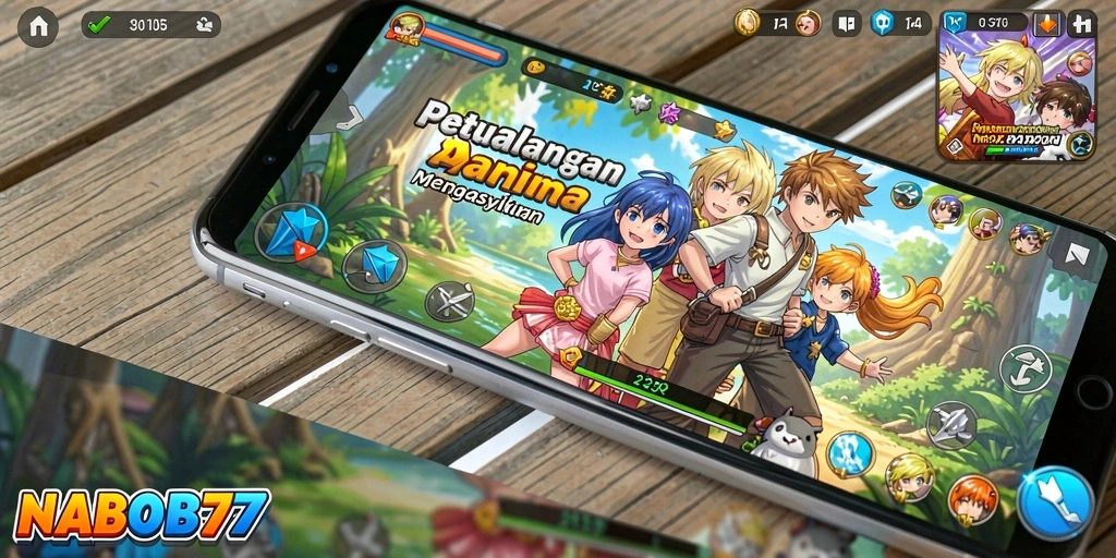 Tampilan mengesankan dari gameplay NABOB77 dalam suasana anime.