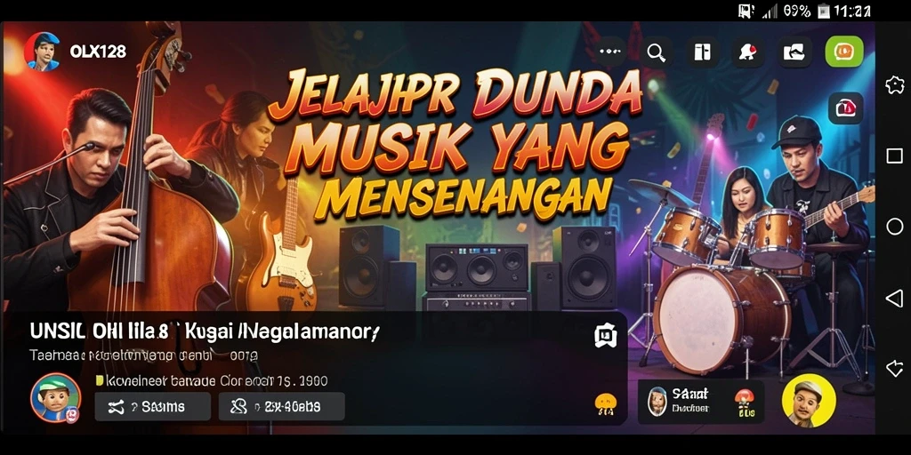 Screenshot gameplay OLX128 yang menampilkan tantangan musik interaktif.