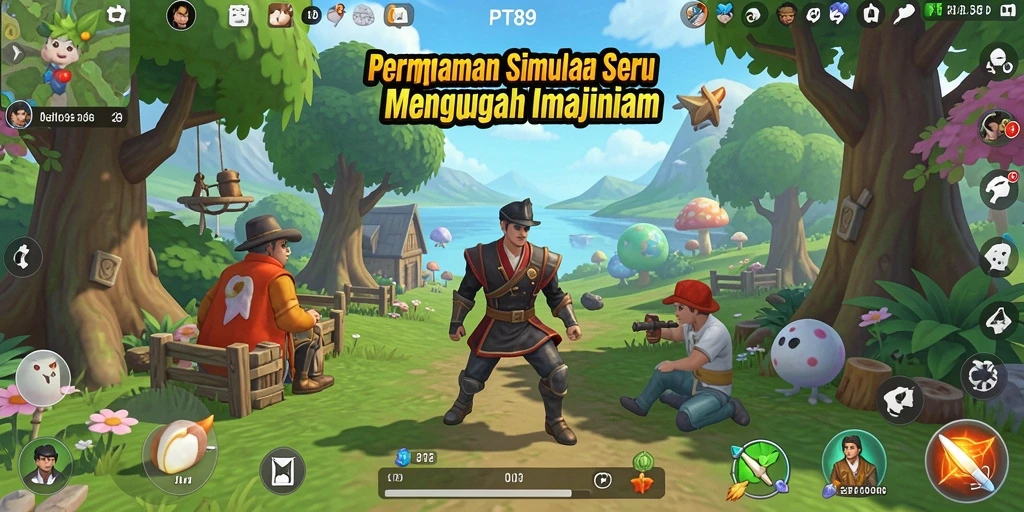 Tampak layar gameplay <strong>PT89</strong> menunjukkan dunia simulasi yang mendetail.