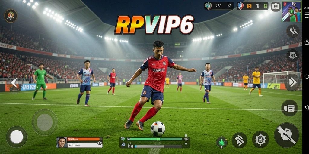 Tampilan gameplay RPVIP6 yang menakjubkan dengan aksi sepak bola.