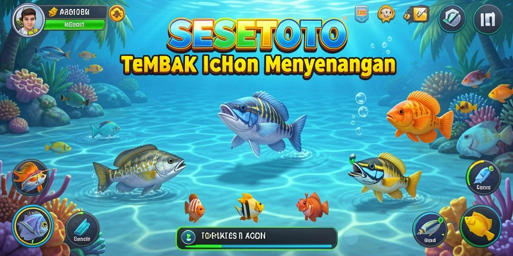 Tampilan gameplay SESETOTO dengan aksi tembak ikan yang seru.