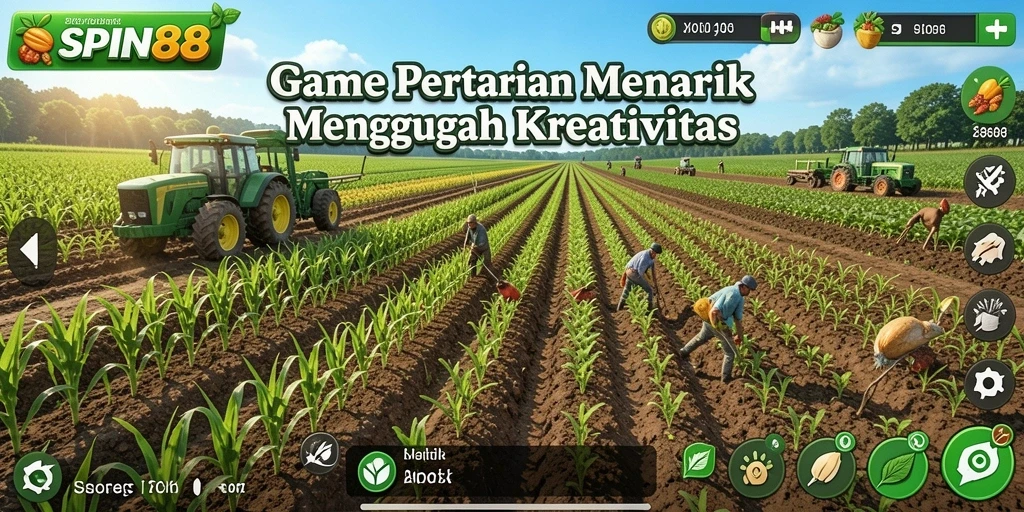 Tampilan gameplay yang menarik dalam SPIN88 dengan suasana pertanian.